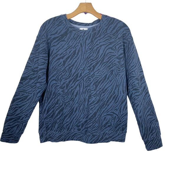 Sundry Animal Print Sweatshirt Top Sz 2/M Black Blue Animal Print L Sleeve USA - Picture 1 of 7